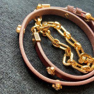 Henri Bendel Leather Rose Gold Wrap Bracelet